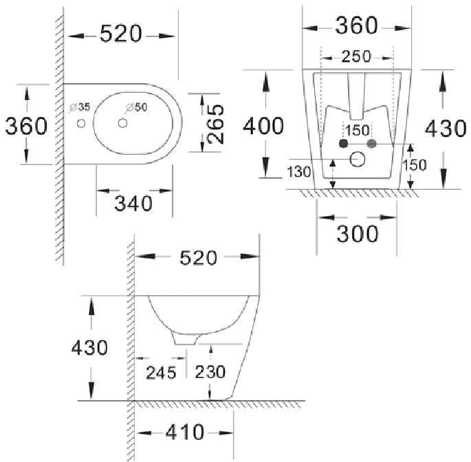 Bidet Filo Muro Genziana - Erogazione Rubinetto - immagine 2