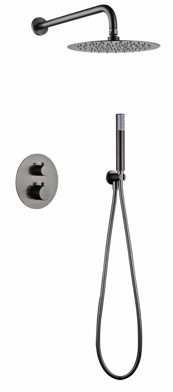 Set doccia termostatico da incasso IMEX Monza Black Gun Metal